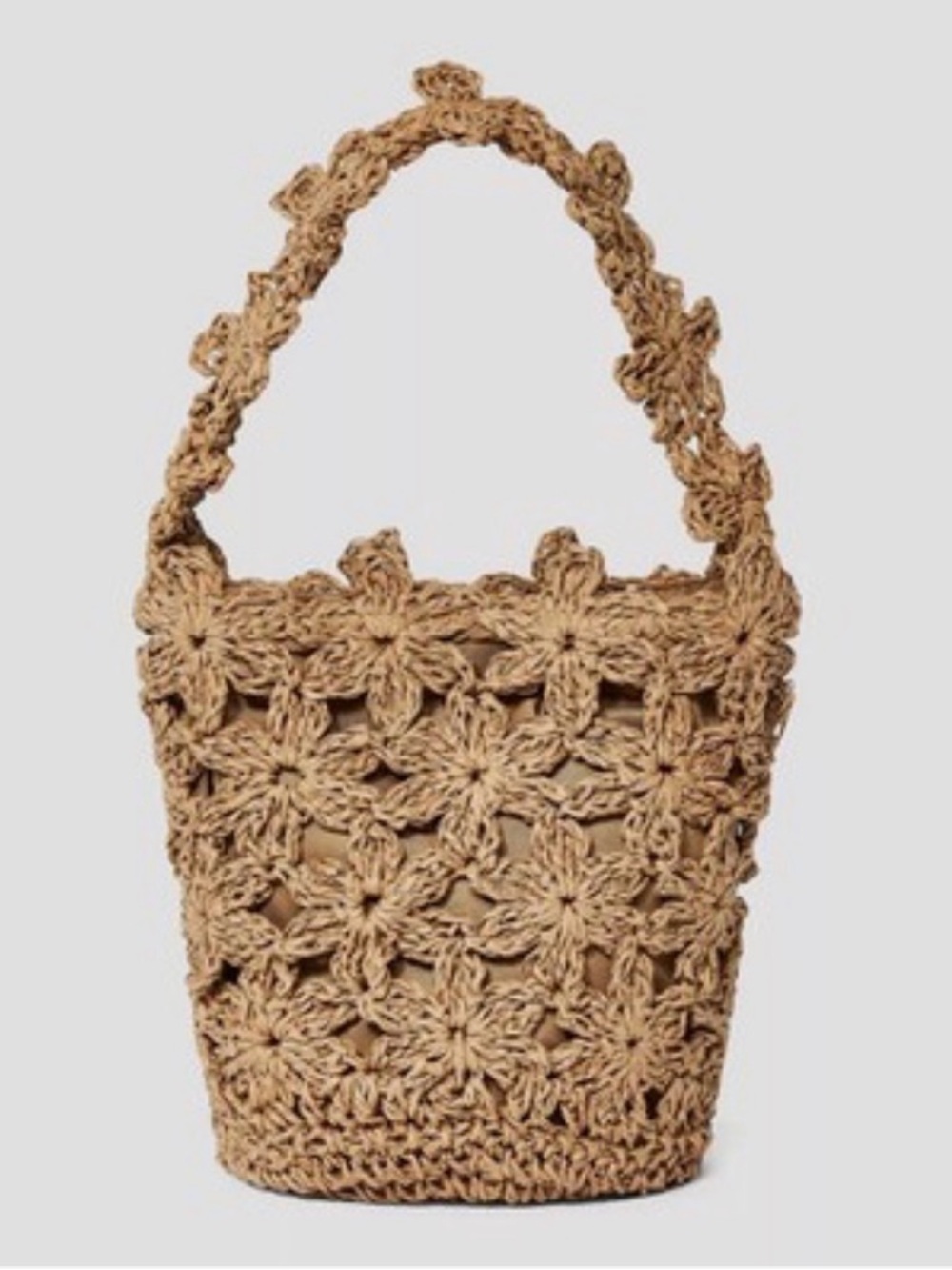 Straw Mini Floral Bucket Bag - A New Day Natural